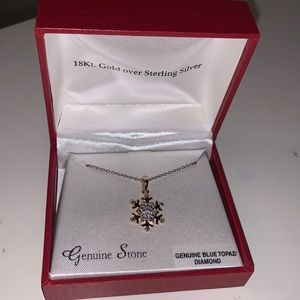 Genuine Stone 18Kt Gold over Sterling Silver Snowflake Necklace
